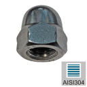 Stainless steel domed cup nut, AISI304, M10mm